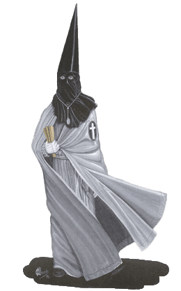 Hábito de Cofradía Penitencial de la Sagrada Pasión de Cristo: Túnica y capa gris, capirote negro, cíngulo y guantes blancos y zapato negro.