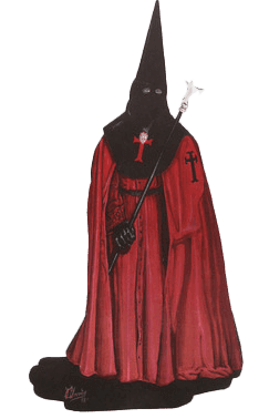 Hábito de Real y Venerable Cofradía de la Preciosísima Sangre de Ntro. Señor Jesucristo: Túnica color rojo, con sobrepuños de encaje negro, sobre la bocamanga. Capirote en tela de terciopelo negro. Capa en tela de color rojo, rematada en cuello ajustado de color negro. Cíngulo de color negro. Zapato negro.