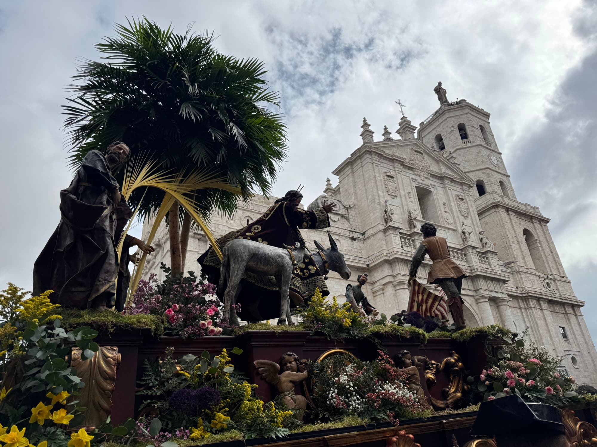 Paso de la Borriquilla ante la Catedral de Valladolid